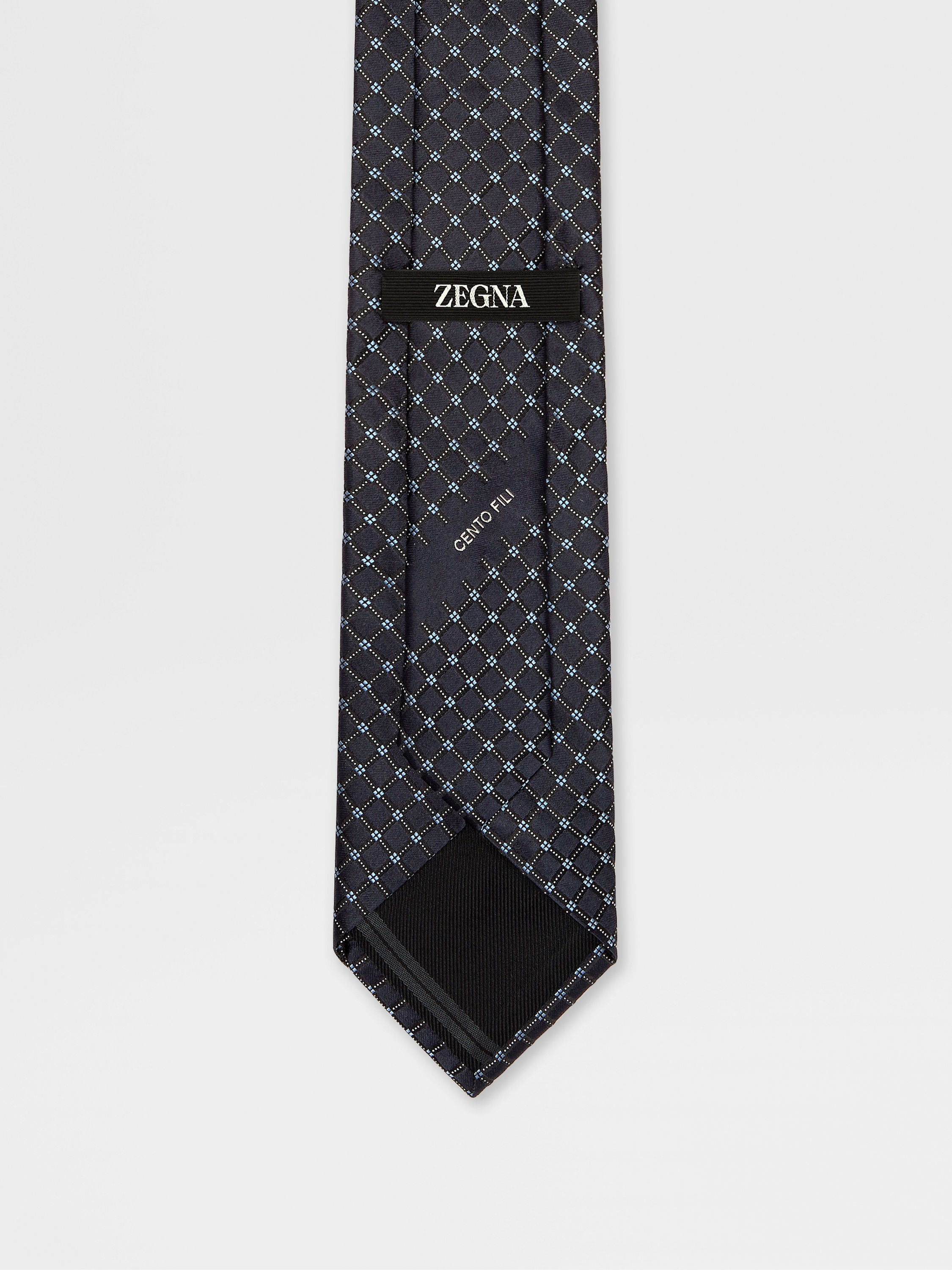 DARK BLUE CENTO FILI SILK TIE - 3