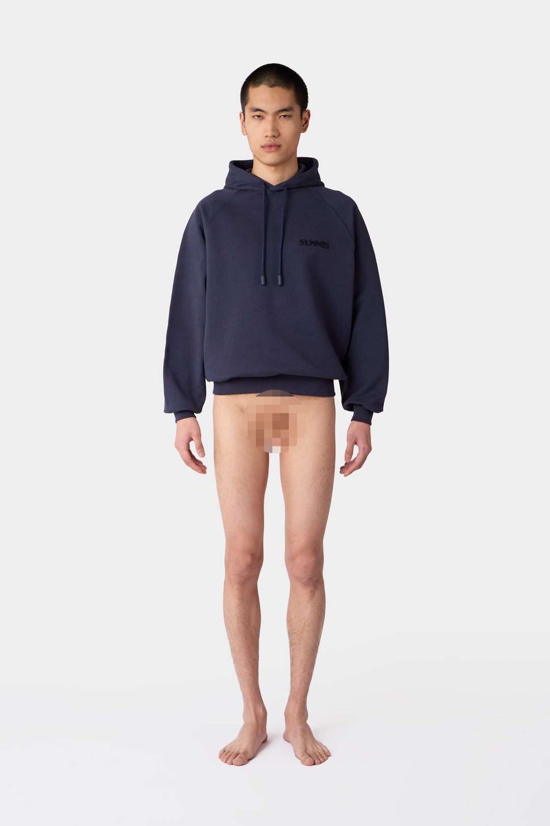 SMALL LOGO EMBROIDERED HOODIE /  blue - 6
