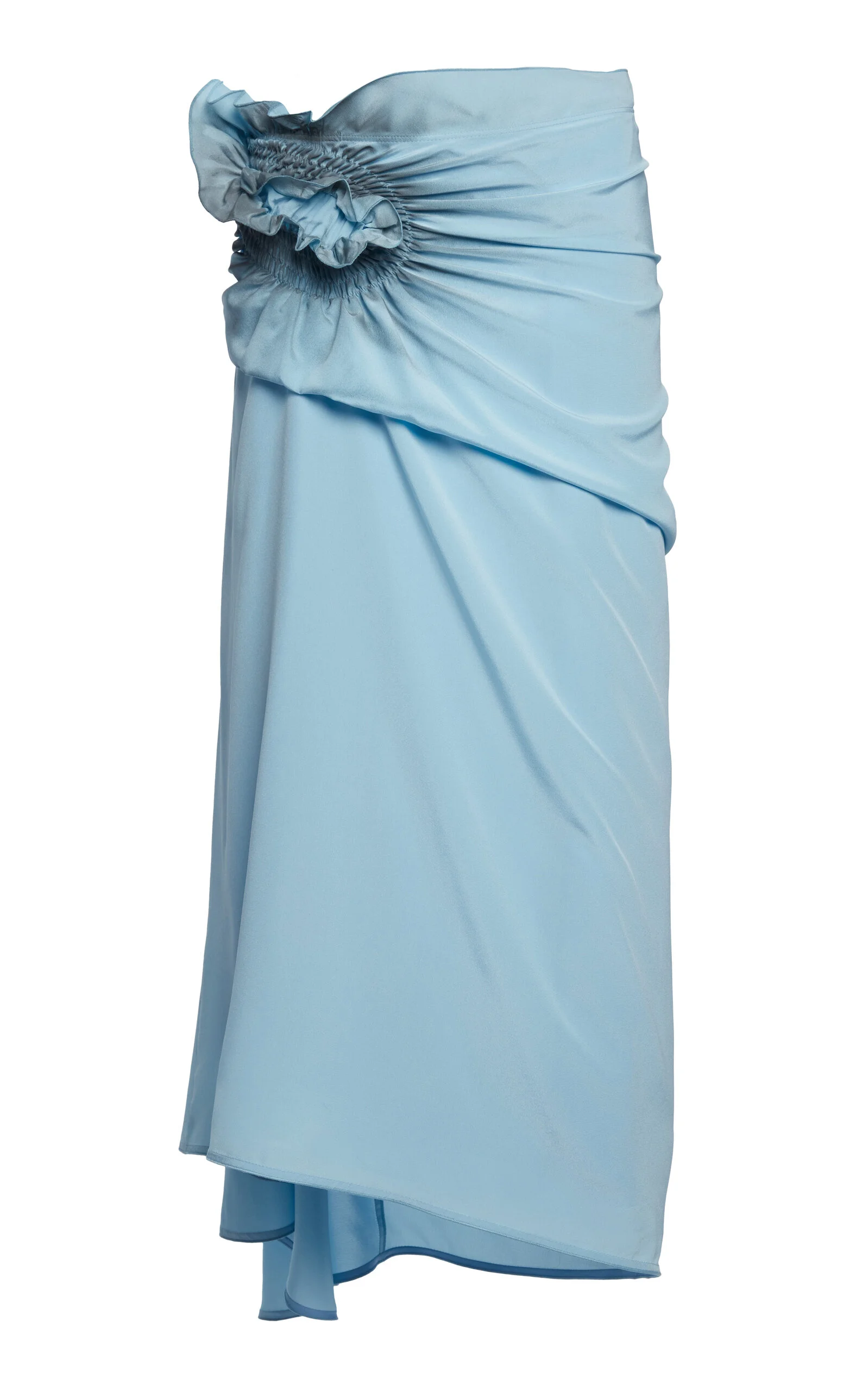 Smock-Detailed Silk Skirt light blue - 1