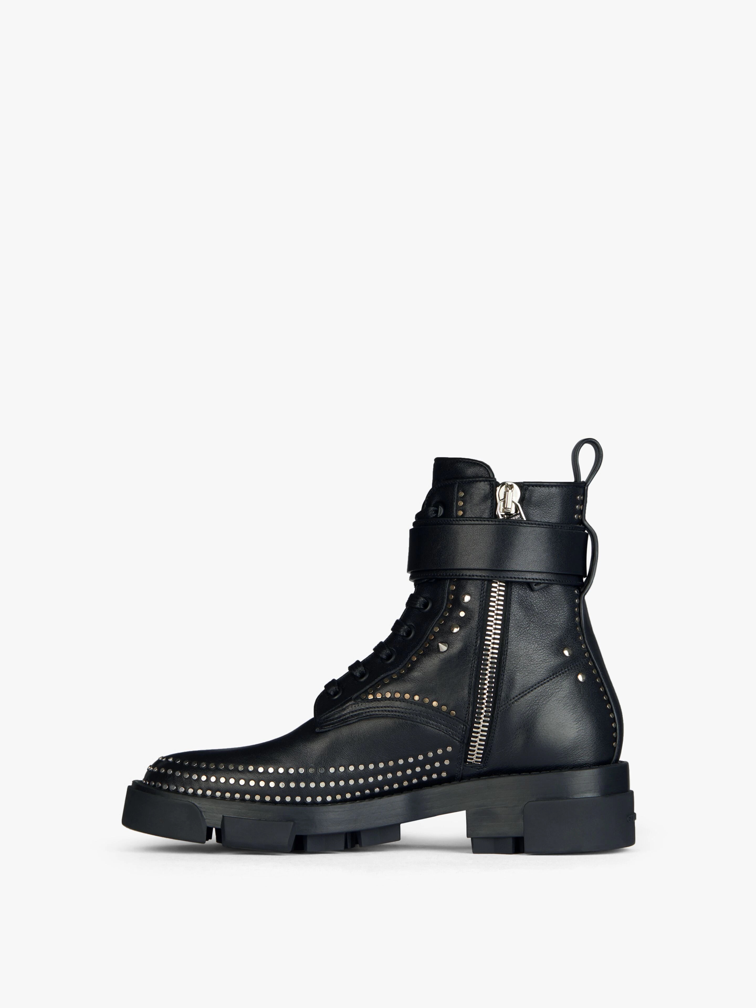 TERRA BOOTS IN LEATHER WITH 4G BUCKLE WITH STUDS - 3