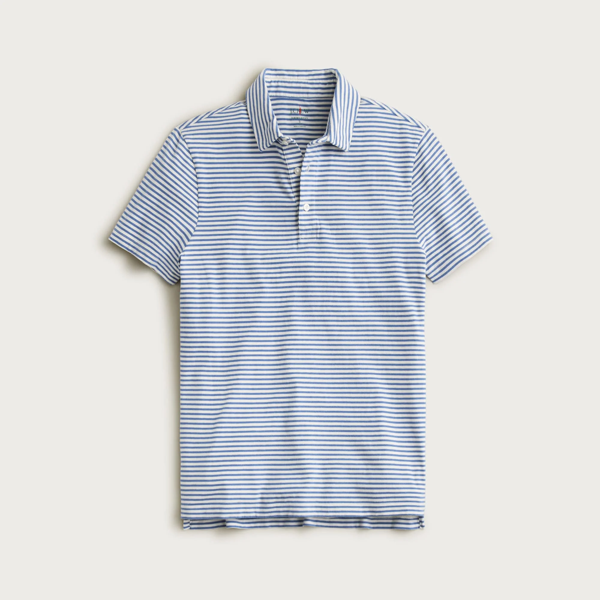 Sueded cotton polo shirt in stripe - 1