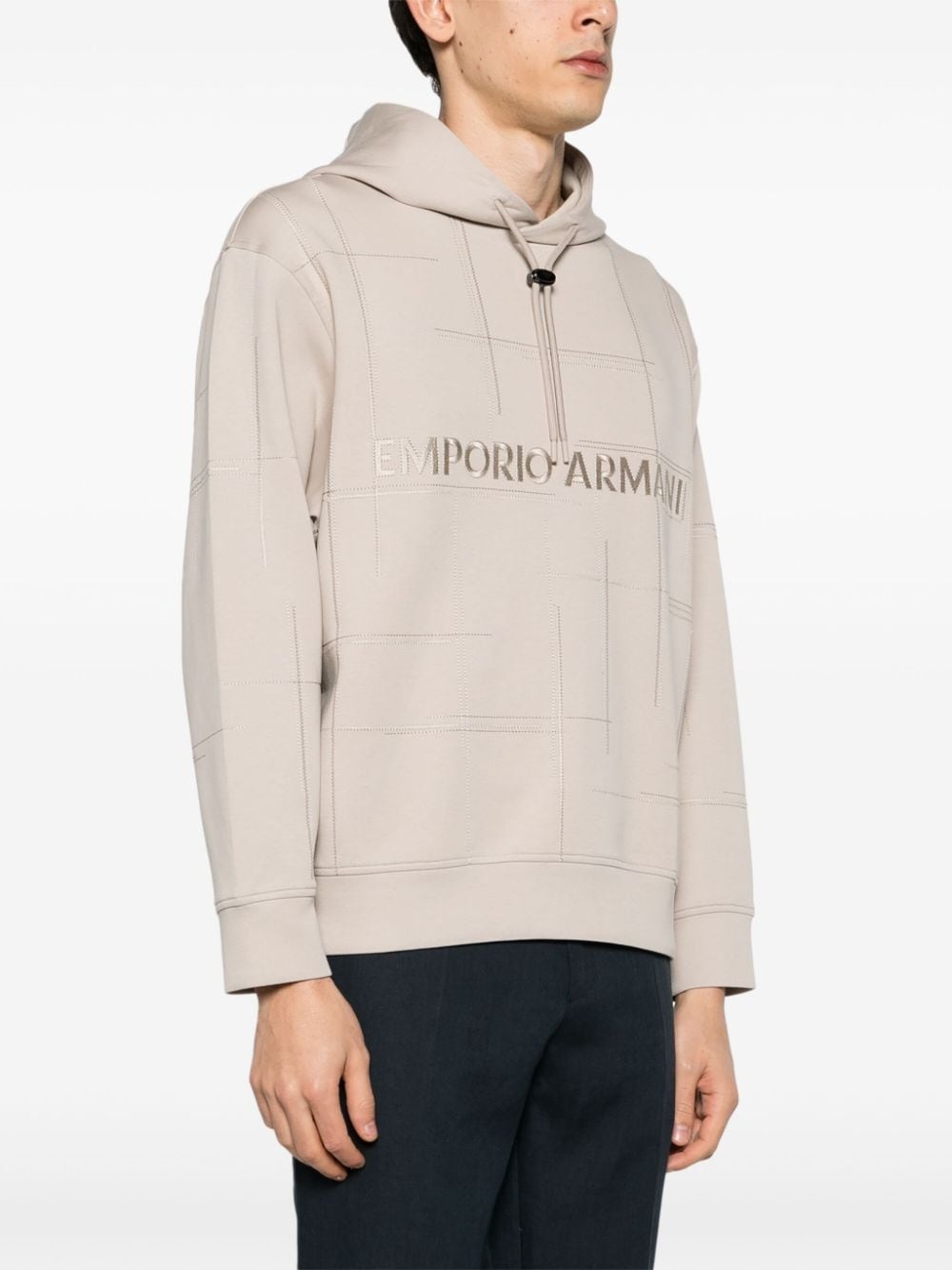 logo-embroidered drop-shoulder hoodie - 3