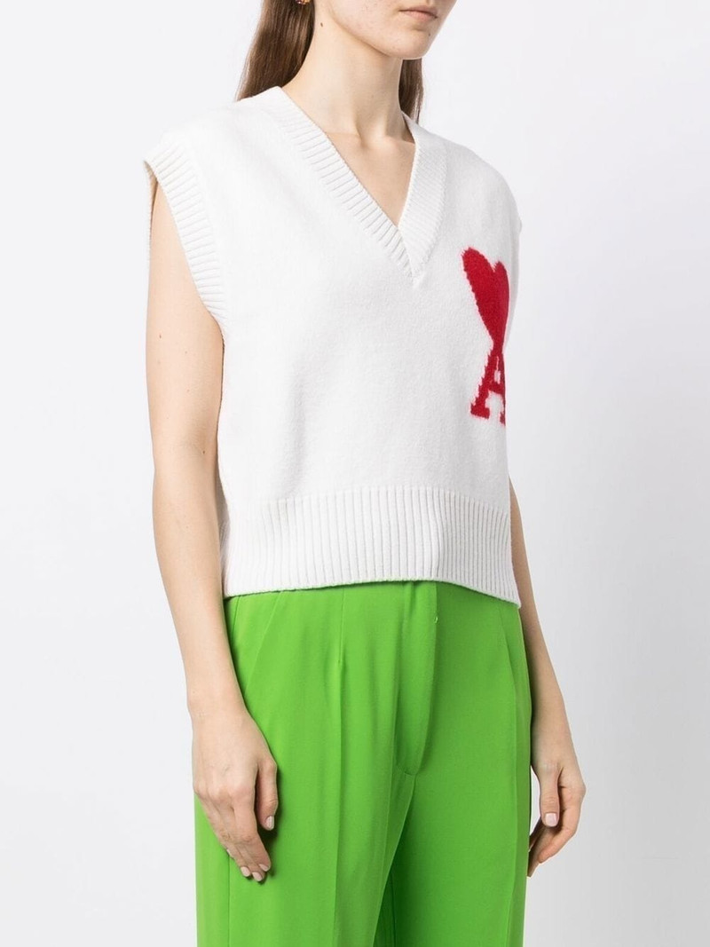 AMI Paris logo-intarsia knit vest outlook