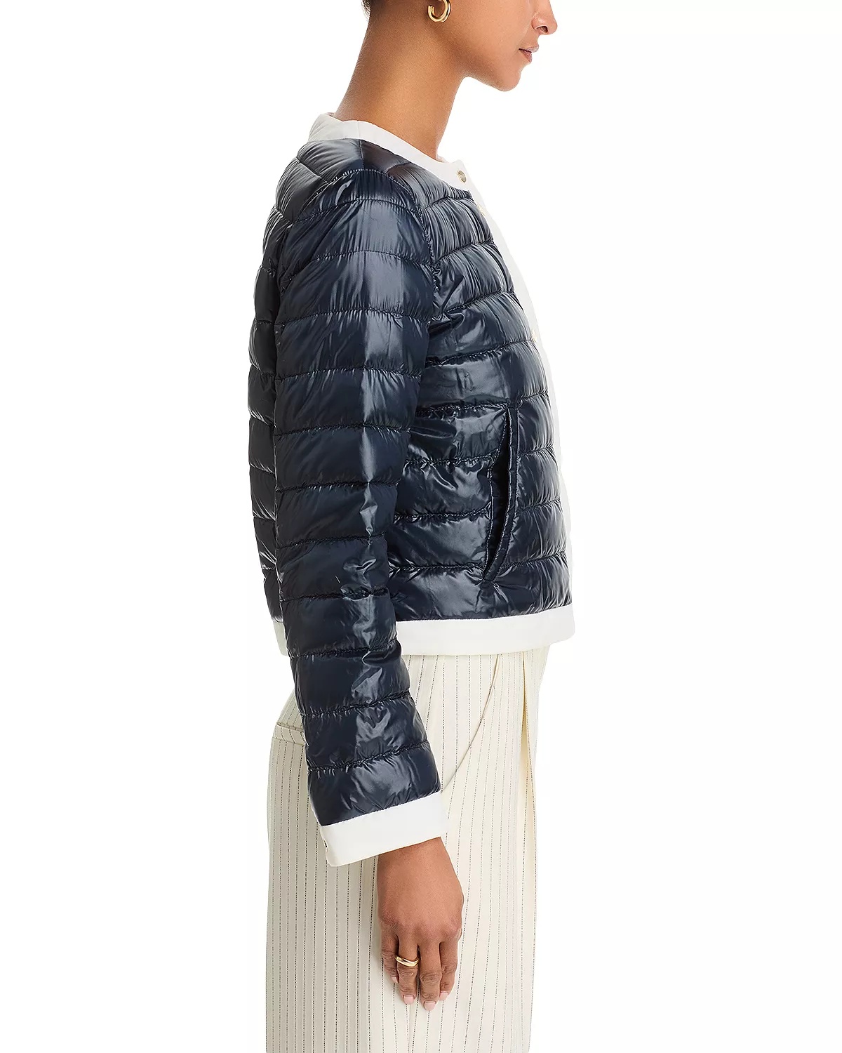 Matte Trim Quilted Short Jacket - 5
