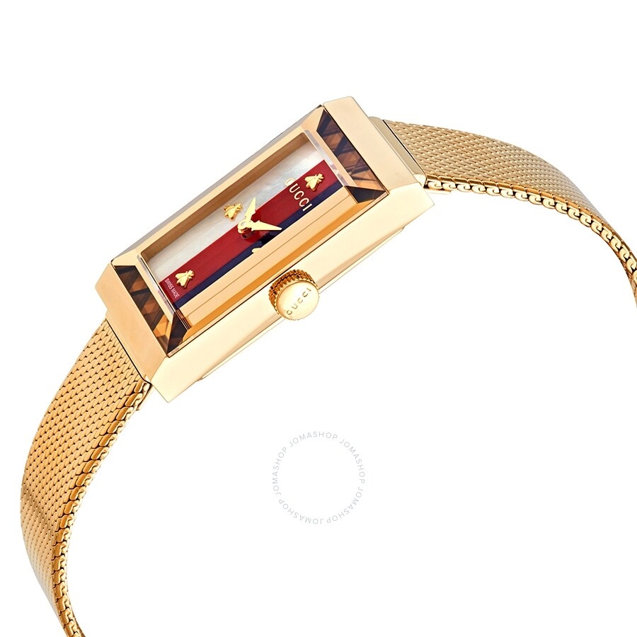 Gucci G-Frame Quartz White, Red, Blue Web Mother of Pearl Dial Ladies Watch YA147410 - 2