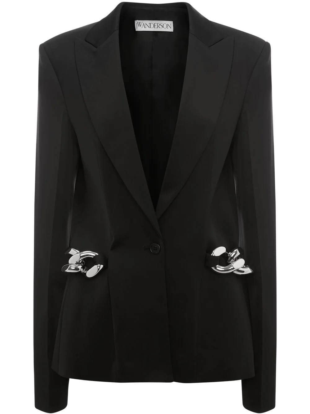 chain-detailed single-breasted blazer - 1