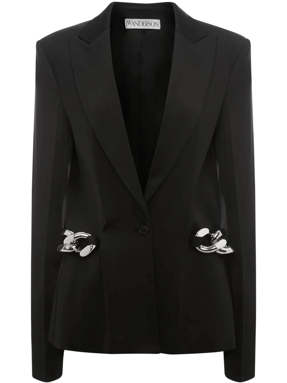 chain-detailed single-breasted blazer - 1