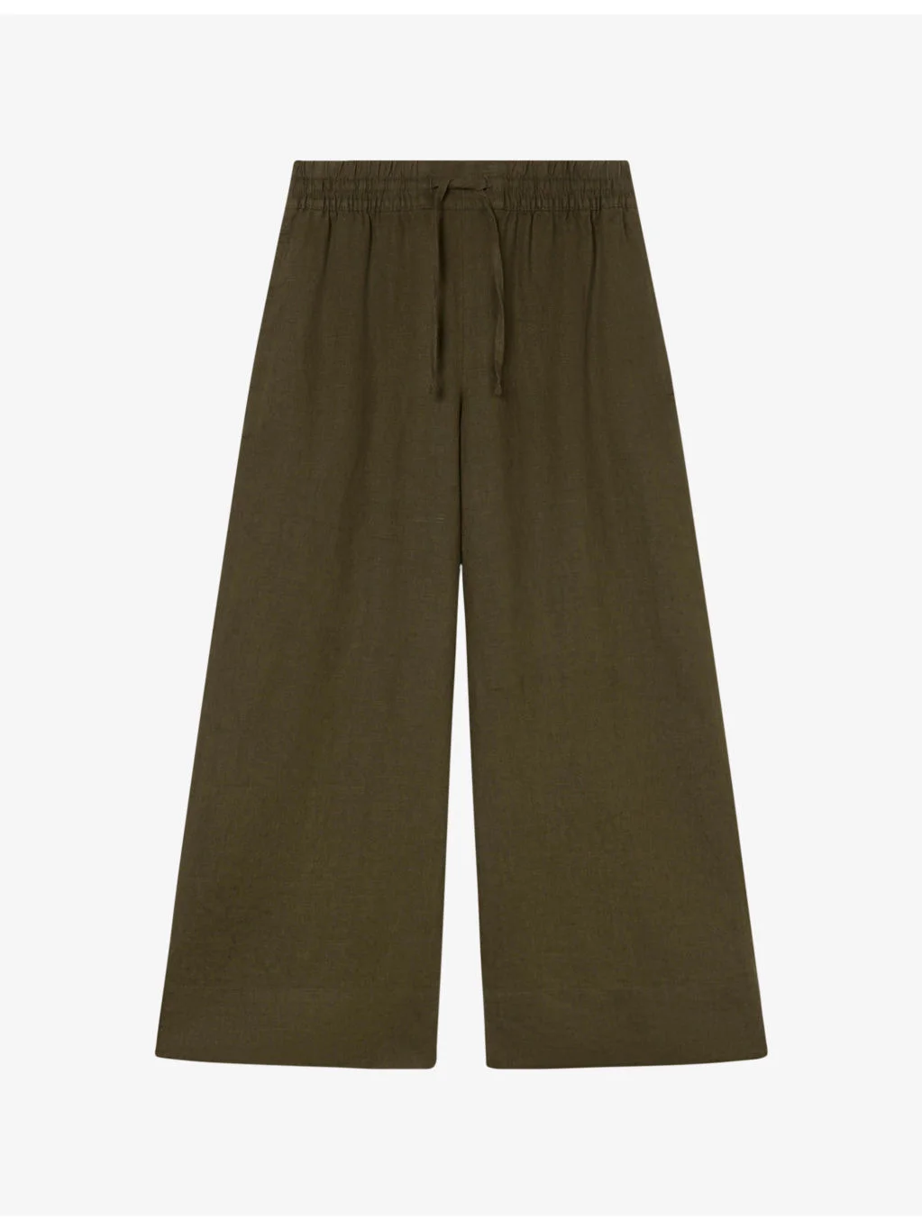 Wide-Leg Drawstring-Waist Linen Trousers - 1