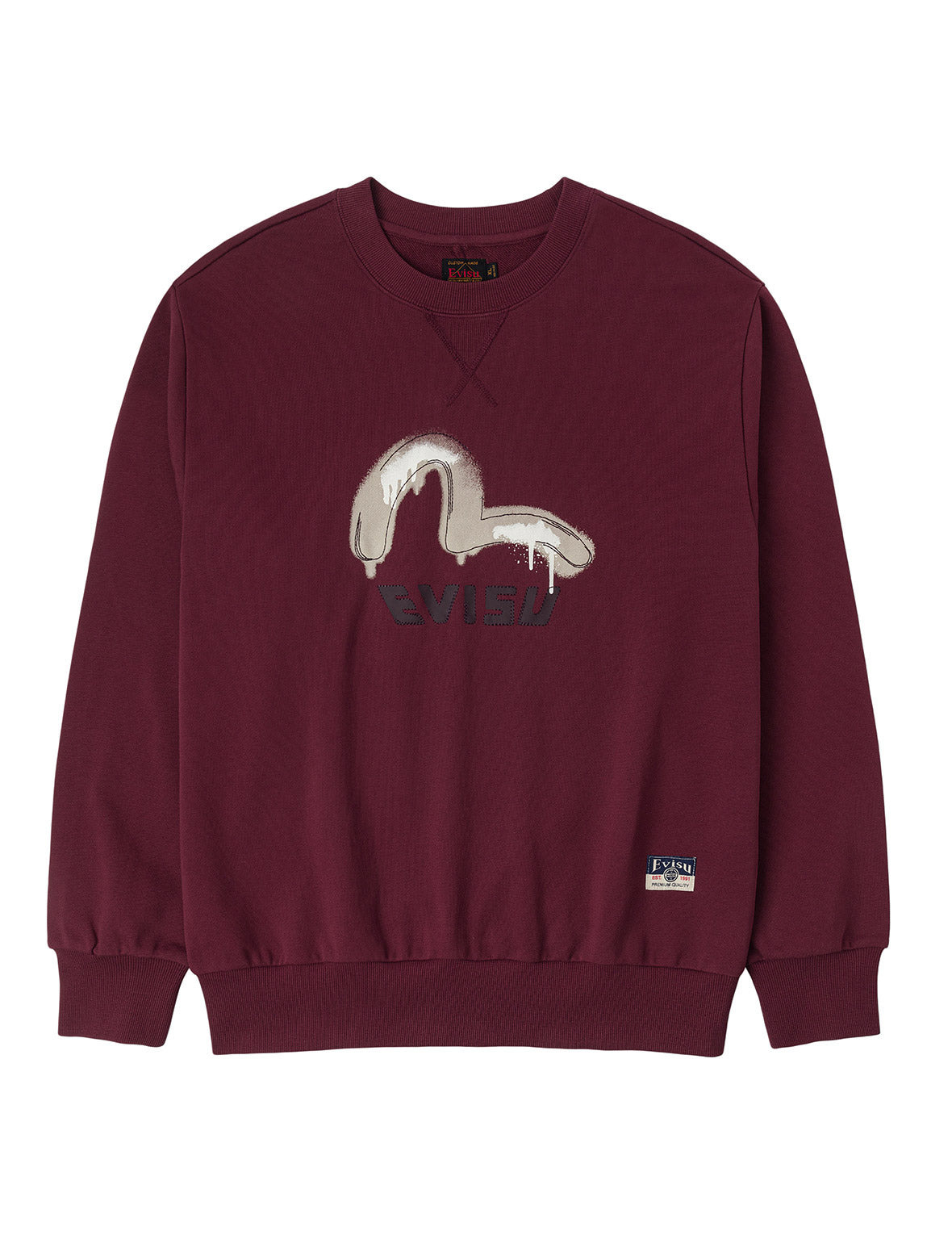 Graffiti Seagull Print and Sashiko Relax Fit Sweatshirt - 11
