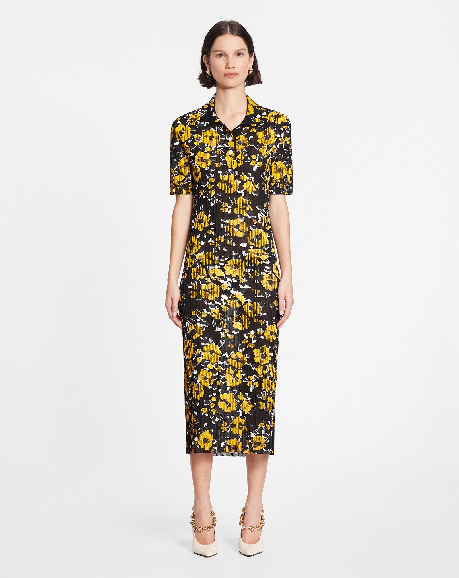 POLO MIDI DRESS IN PRINTED SILK AND COTTON - 2