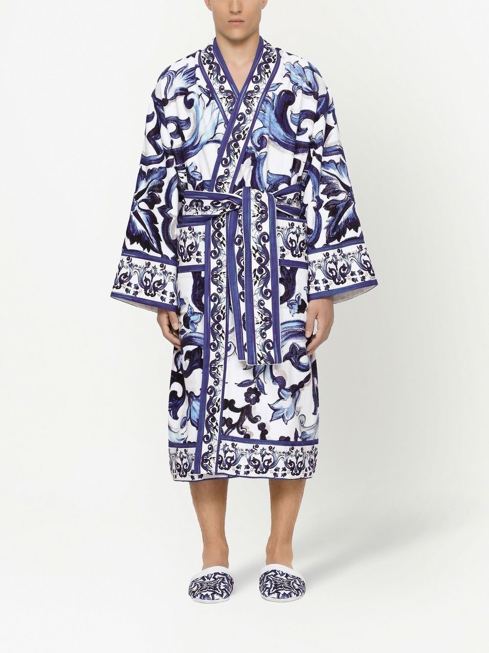 graphic-print long sleeve bathrobe - 4