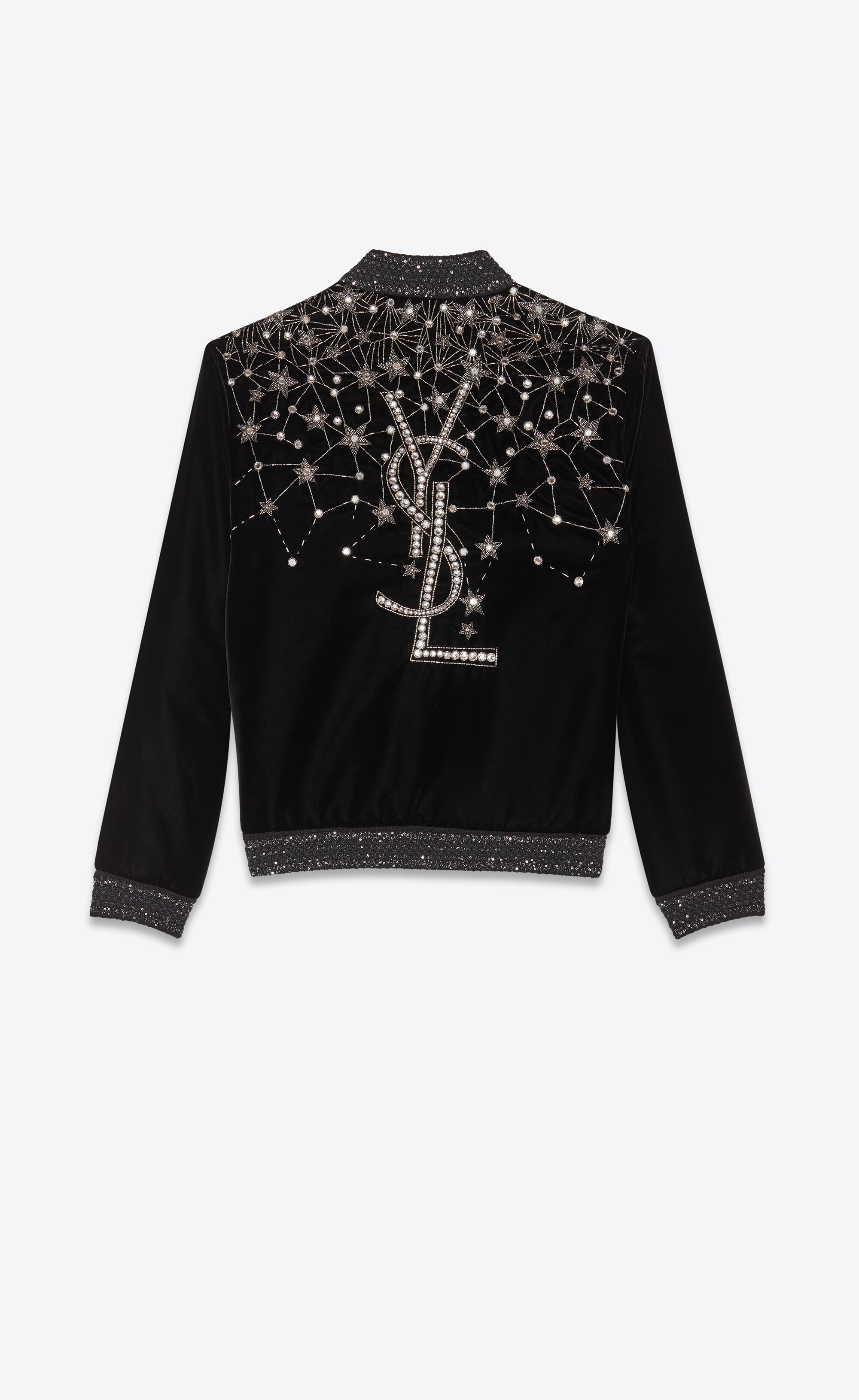 ysl varsity jacket in embroidered velvet - 2