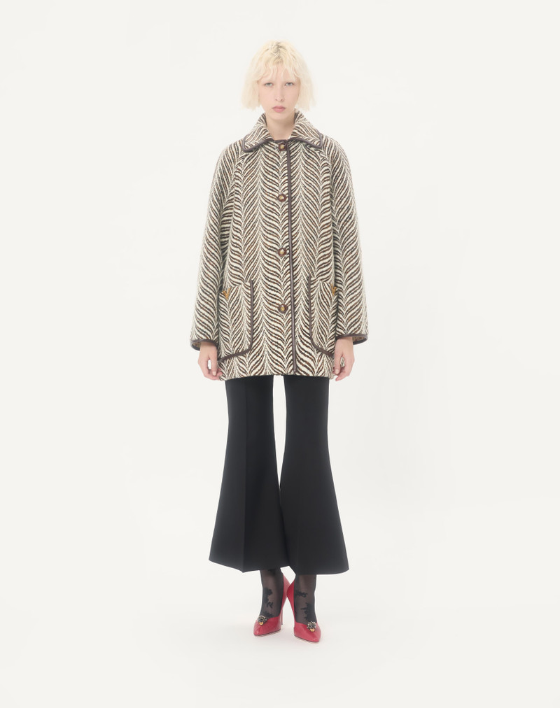 Valentino WOOL CLOTH CABAN IN FAUVE ECLAT ANIMAL PRINT outlook