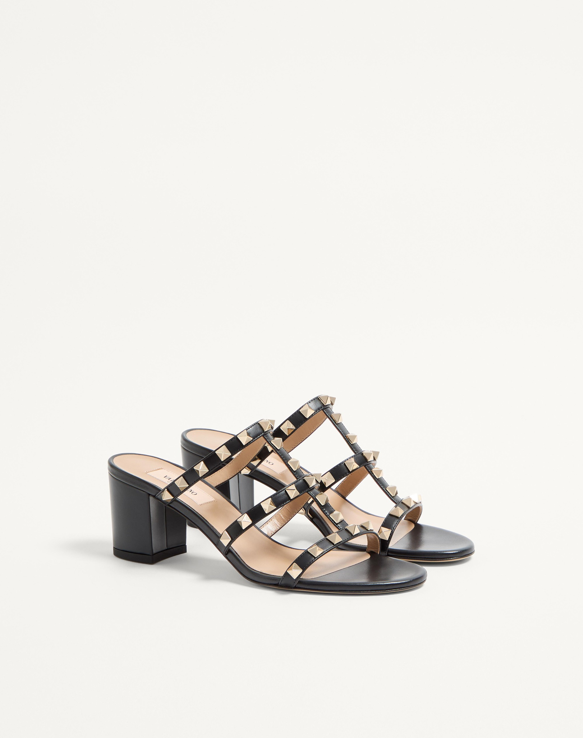 ROCKSTUD CALFSKIN LEATHER SLIDE SANDAL 60 MM - 3