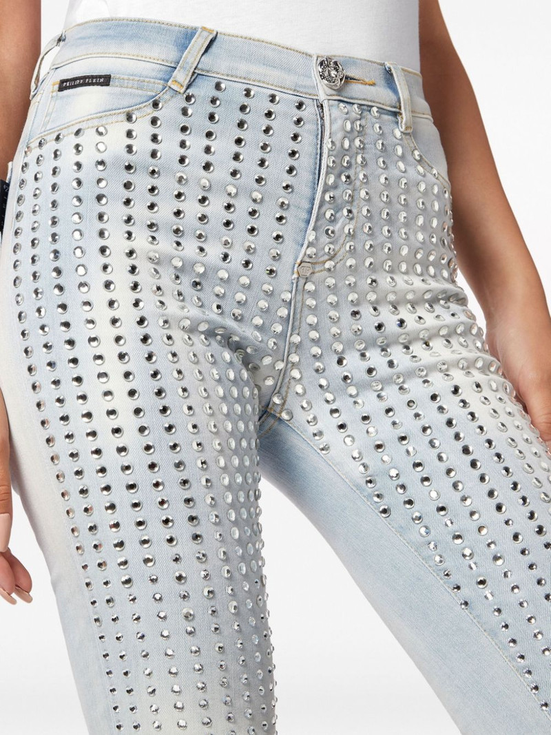 Crystal Pinstripe high-rise jeggings 5