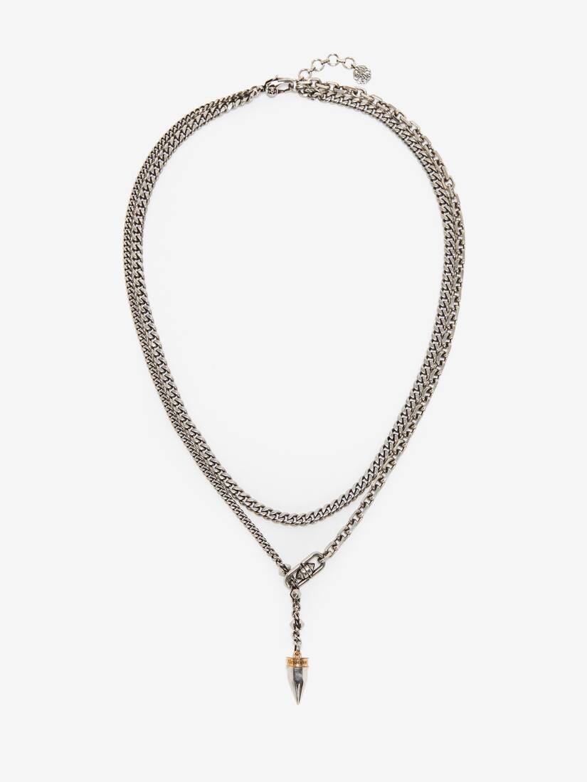 Men's Punk Stud Necklace in Antique Silver - 1