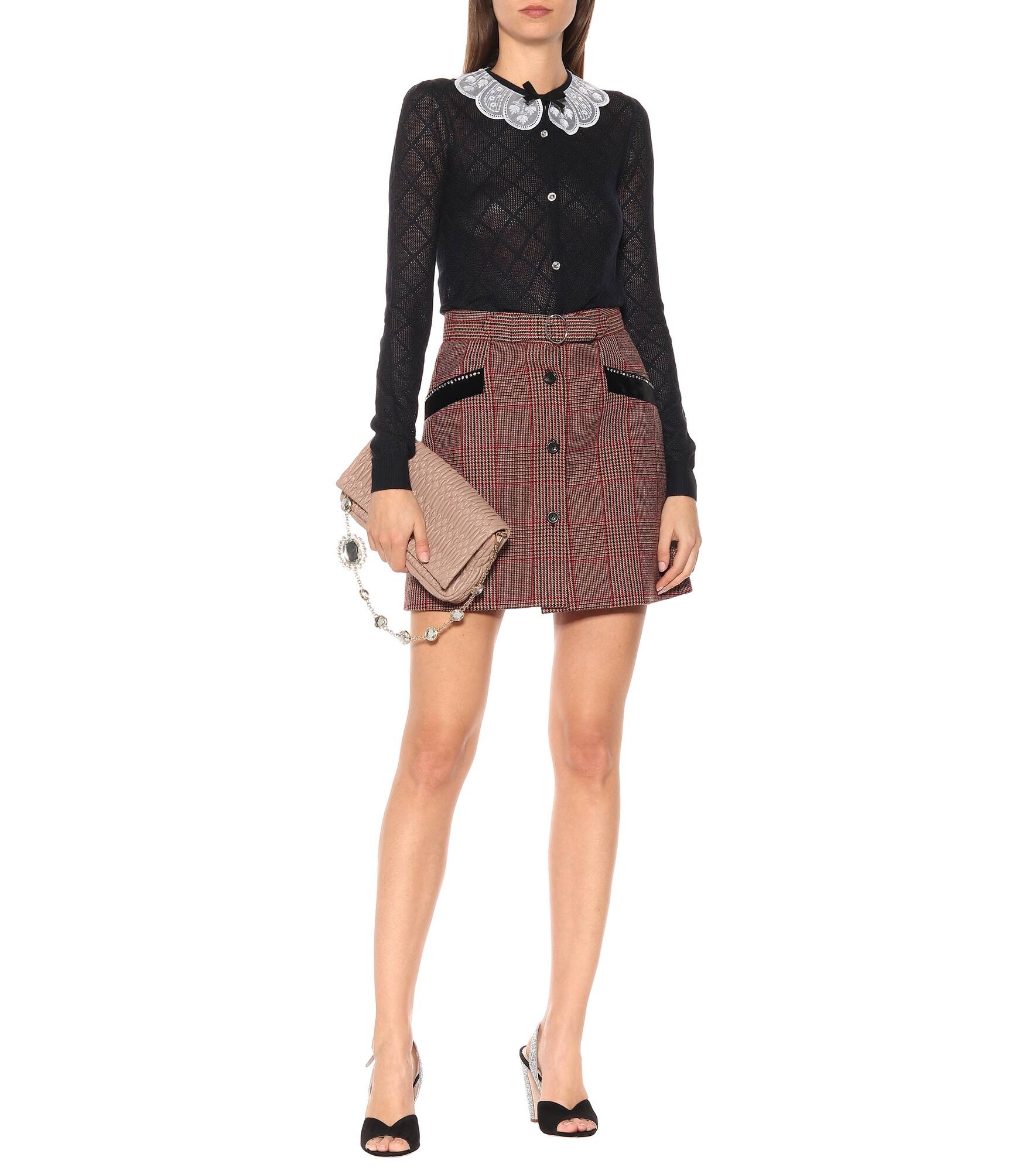 Checked wool-blend skirt - 2
