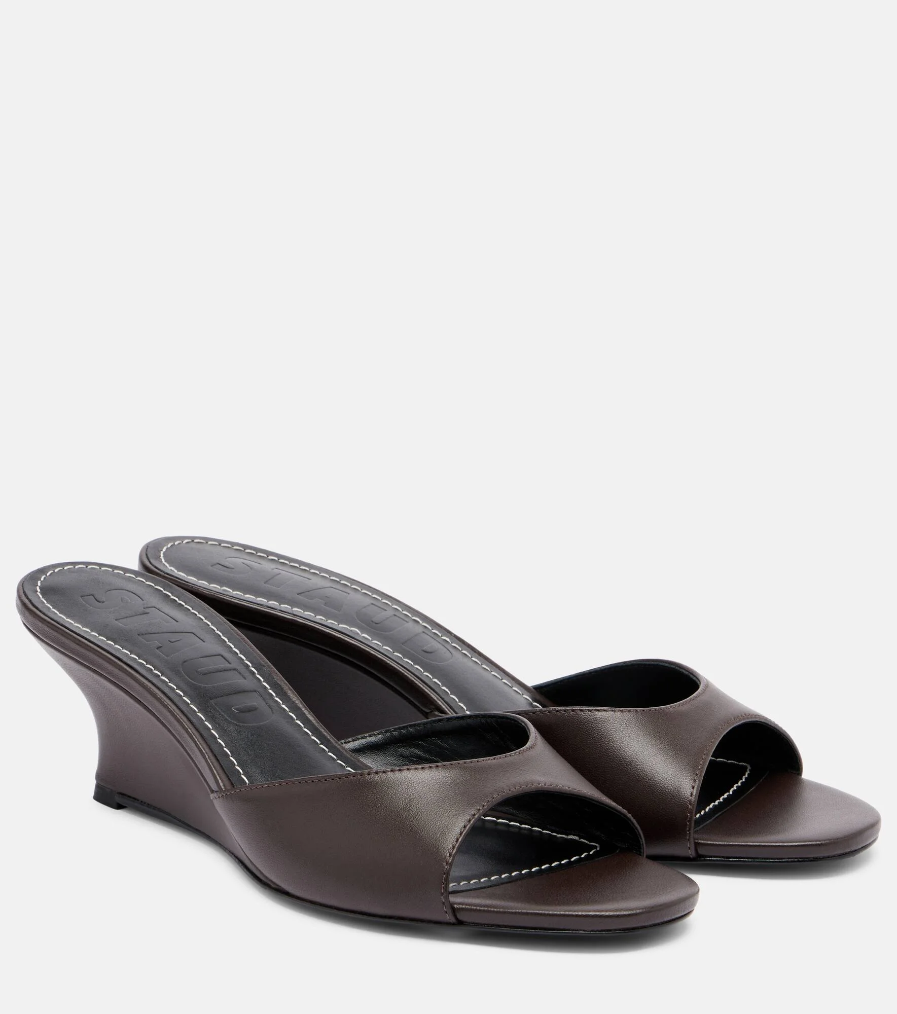 Brigitte leather wedge mules - 1