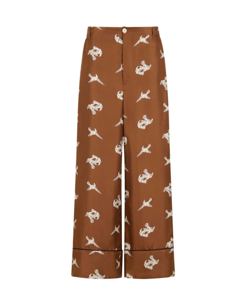 RAVEN-PRINT WIDE LEG TROUSERS 1