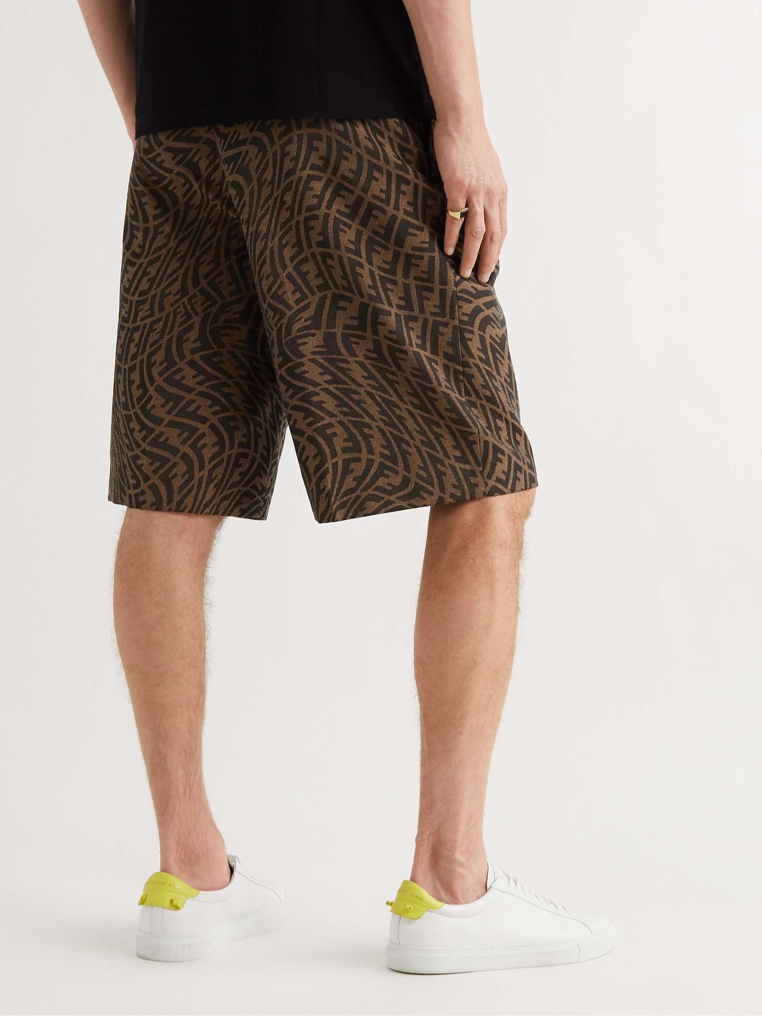 Pleated Logo-Jacquard Canvas Shorts - 4