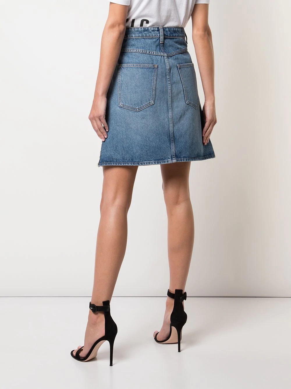 half half apron denim skirt - 4