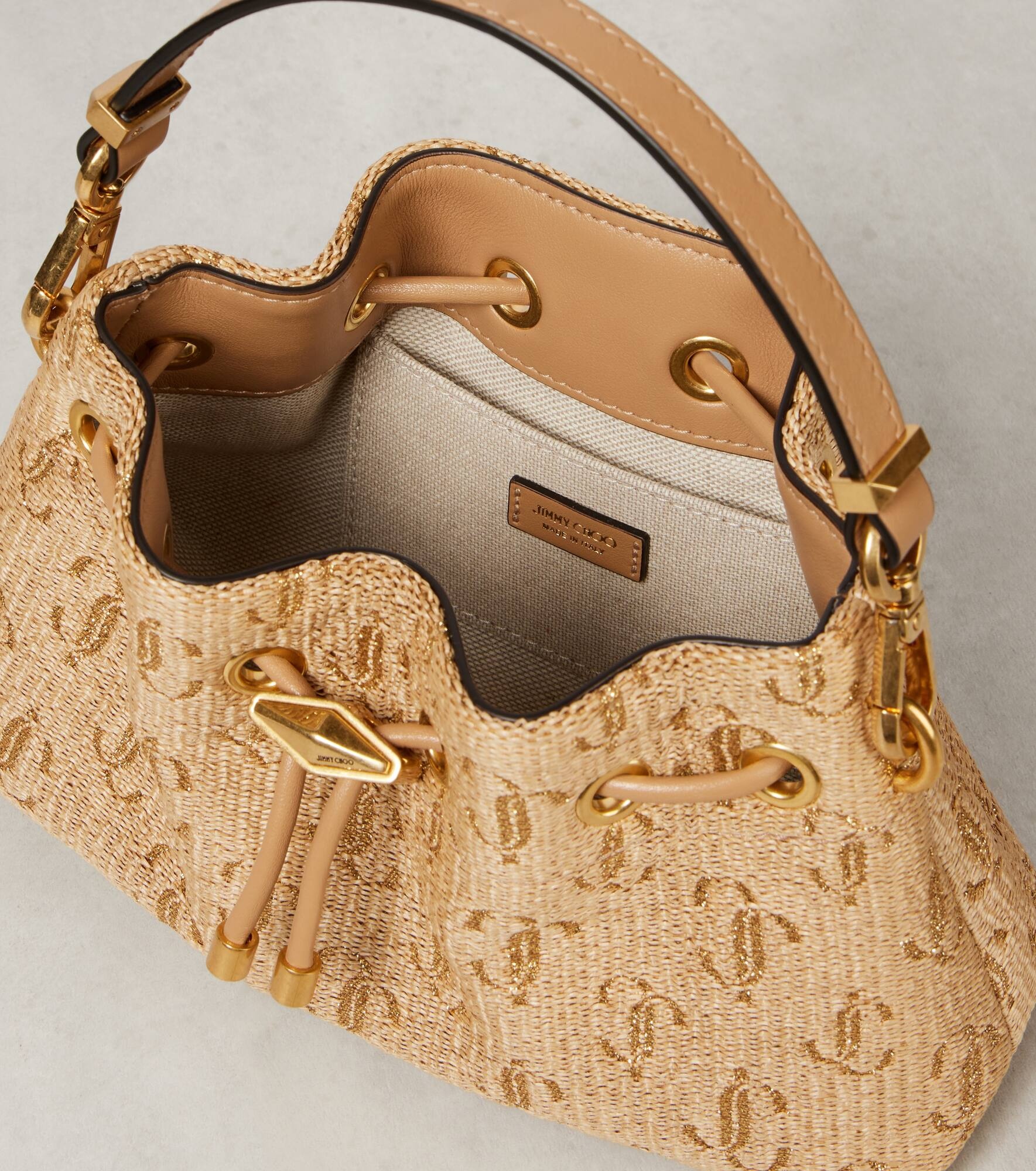 Bon Bon Small raffia bucket bag - 3