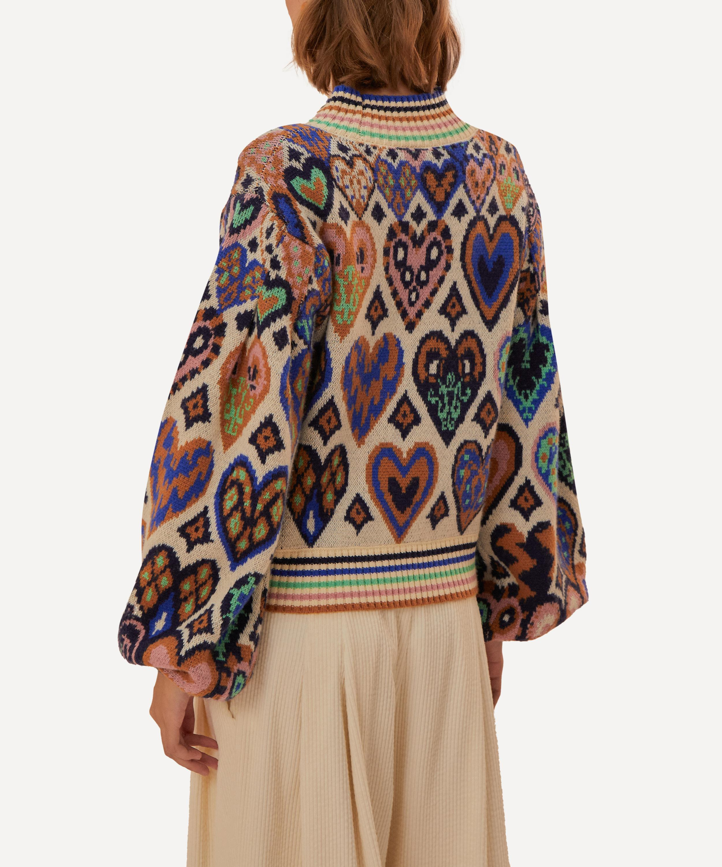 Cream Hearts Ikat Knit Jumper - 2