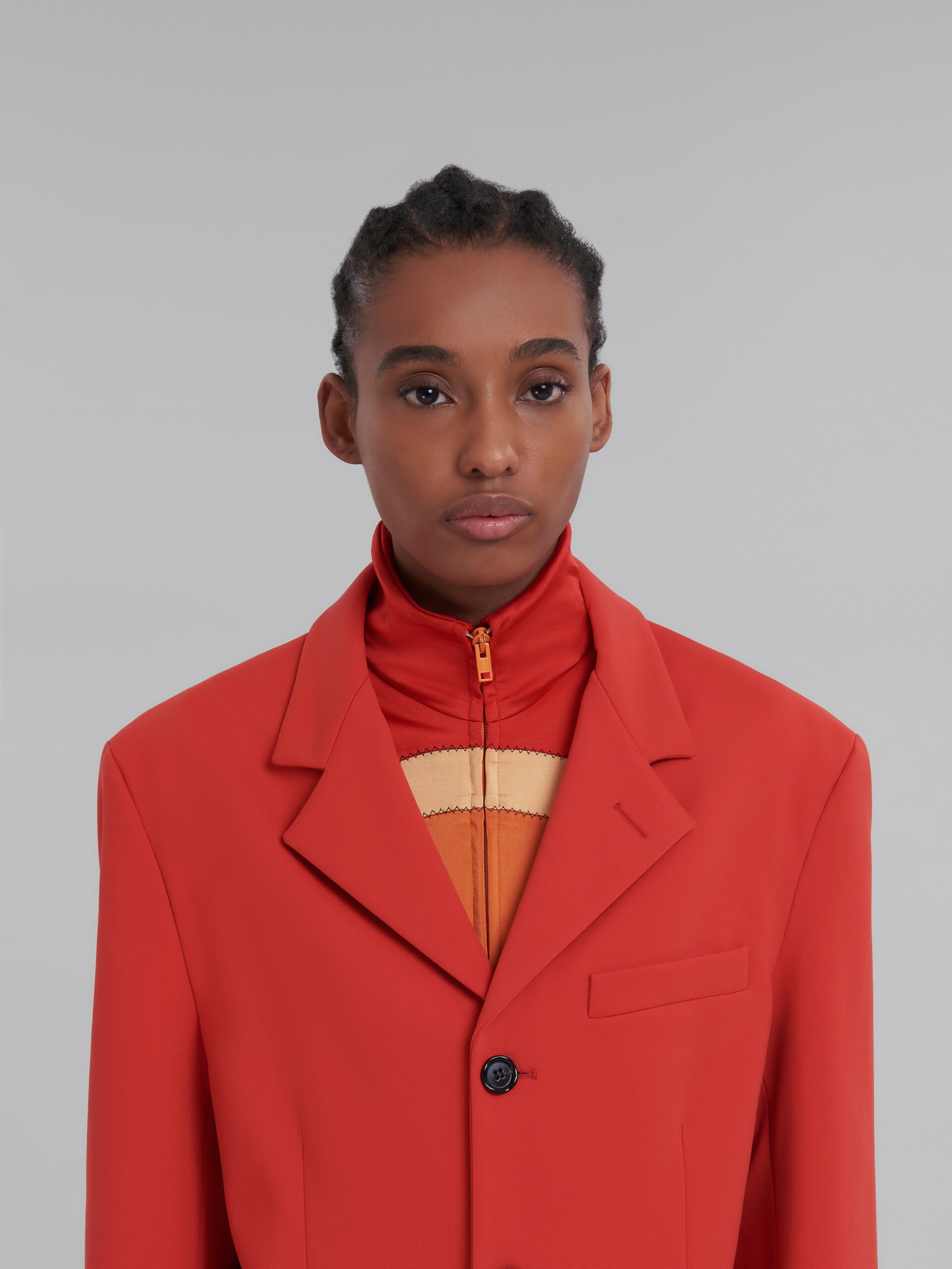 RED SINGLE-BREASTED JERSEY BLAZER - 4