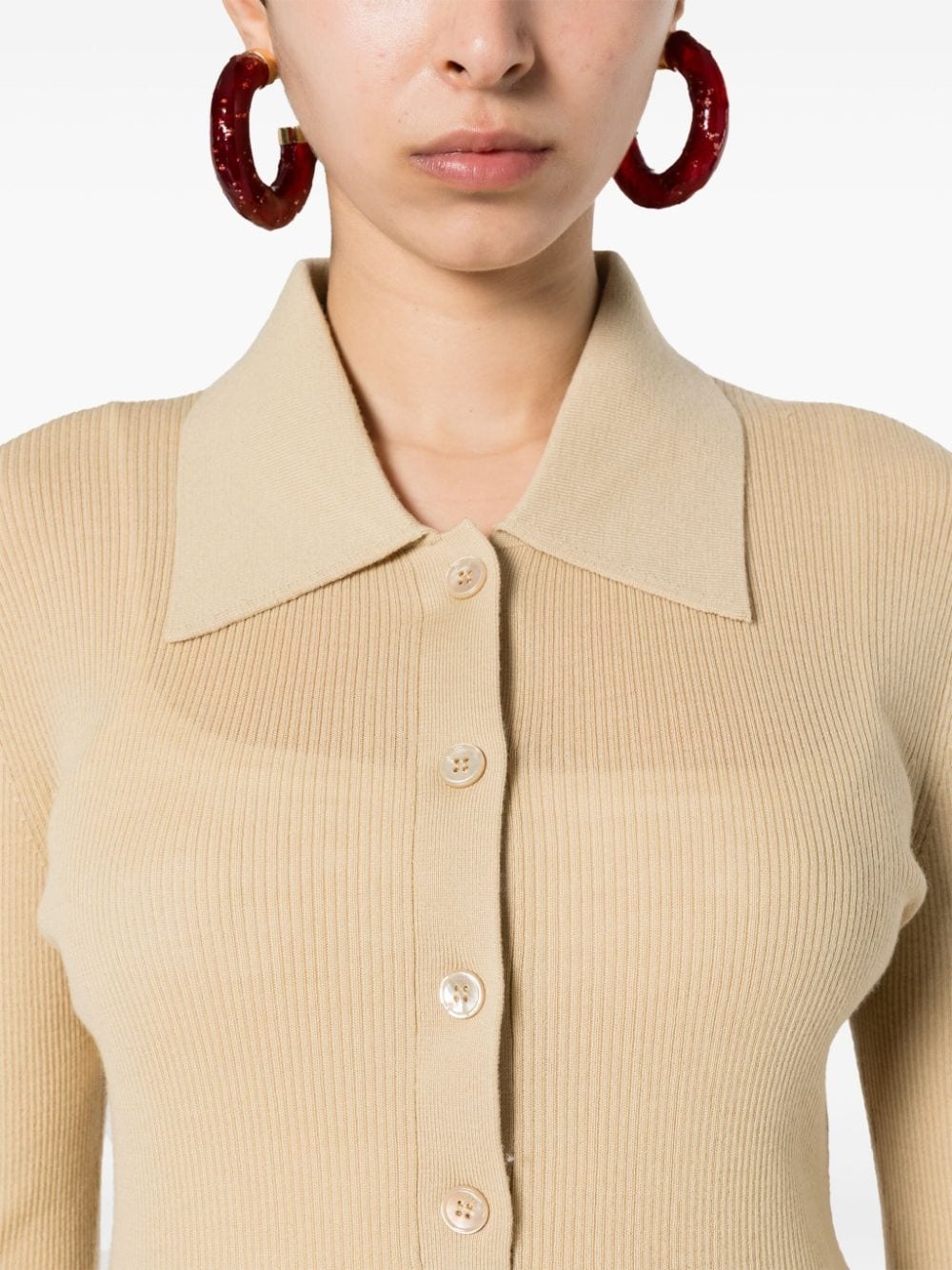 ribbed wool polo top - 5