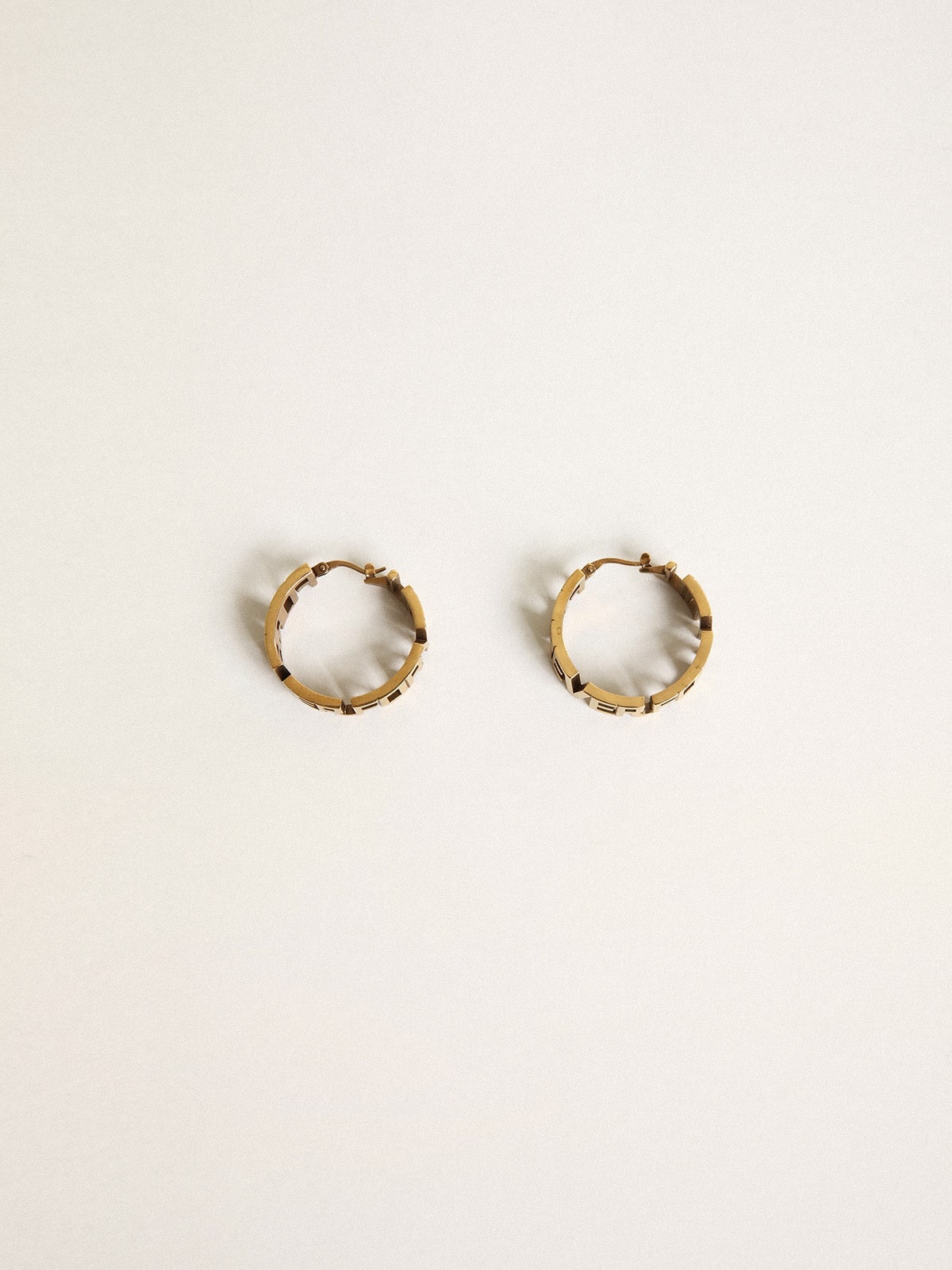 Hoop earrings in antique gold color with Forever For You lettering - 2