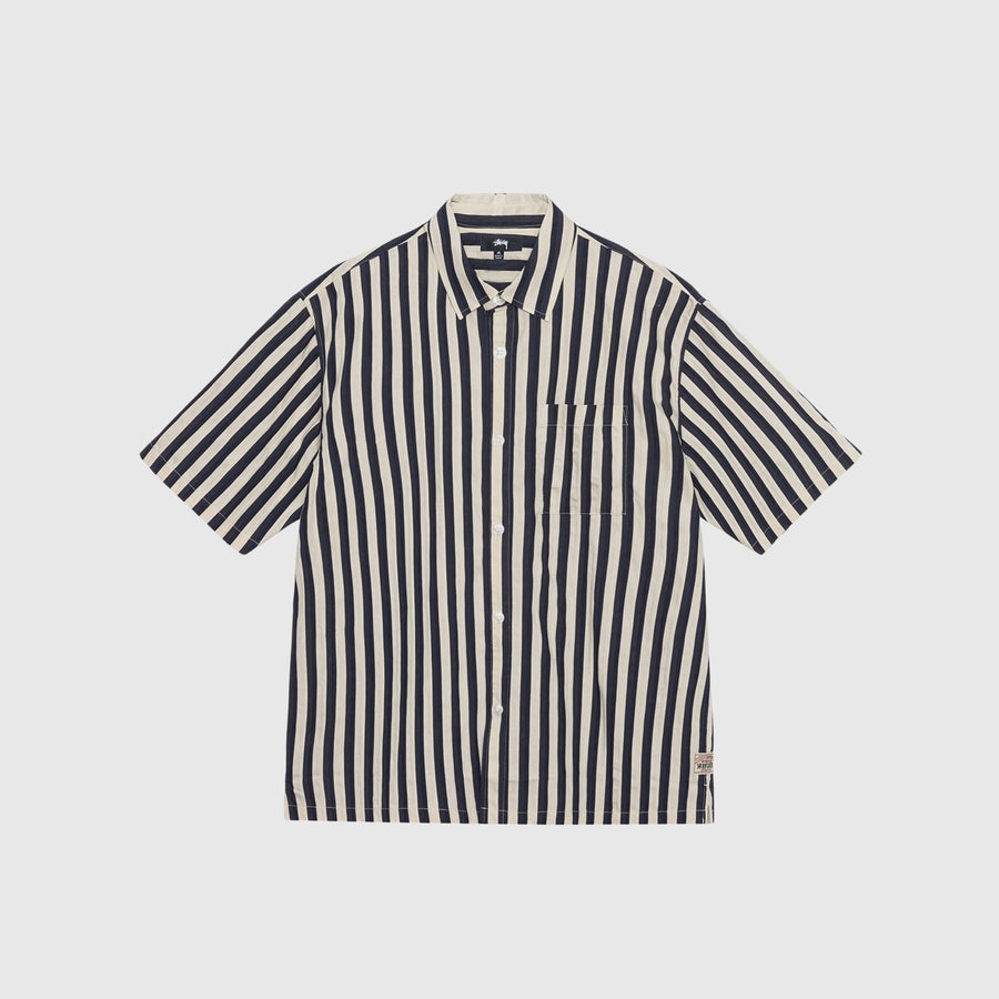 BOXY FLAT HEM STRIPE SHIRT - 1