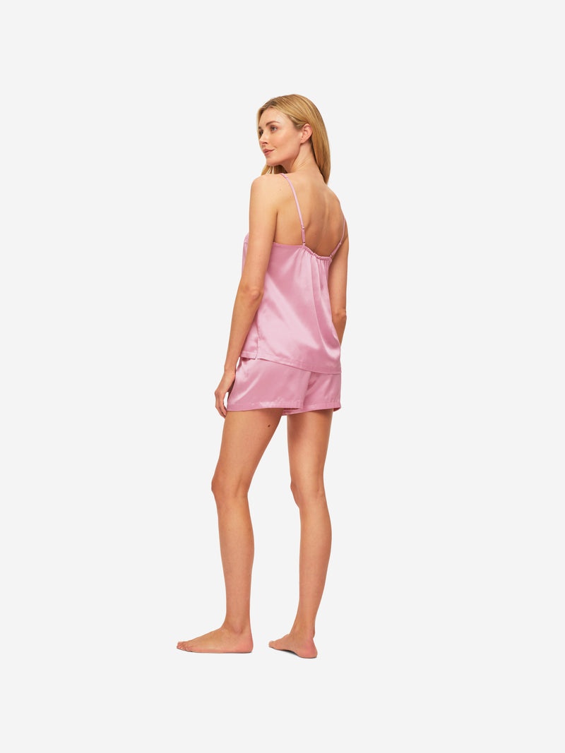 Women's Short Cami Pyjamas Bailey 2 Silk Satin Pink - 4