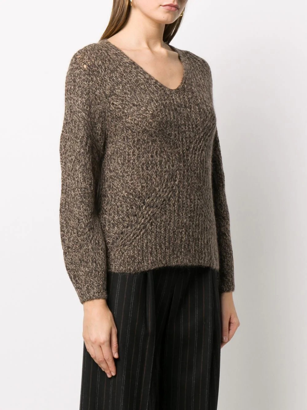 chunk-knit v-neck jumper  - 3