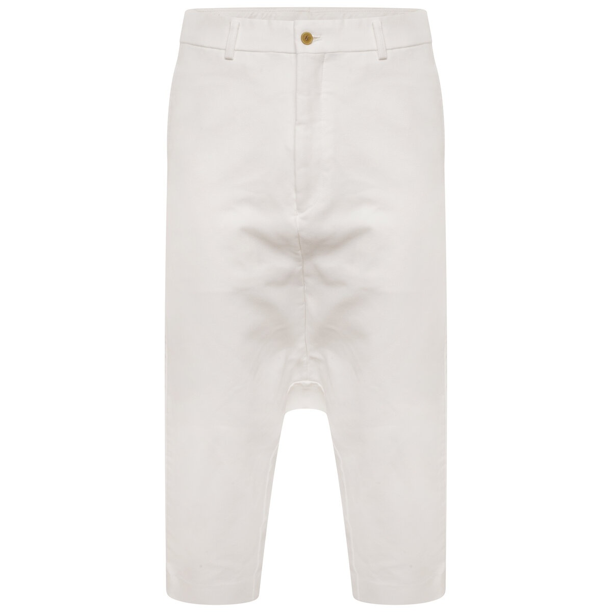 Oversized Dropped-Crotch Cropped Trousers in White - 1