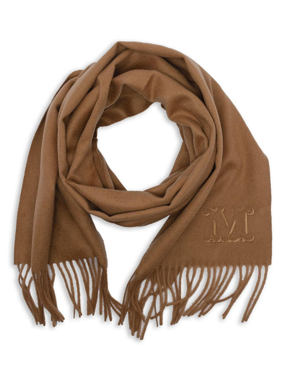 embroidered-logo fringe scarf - 3