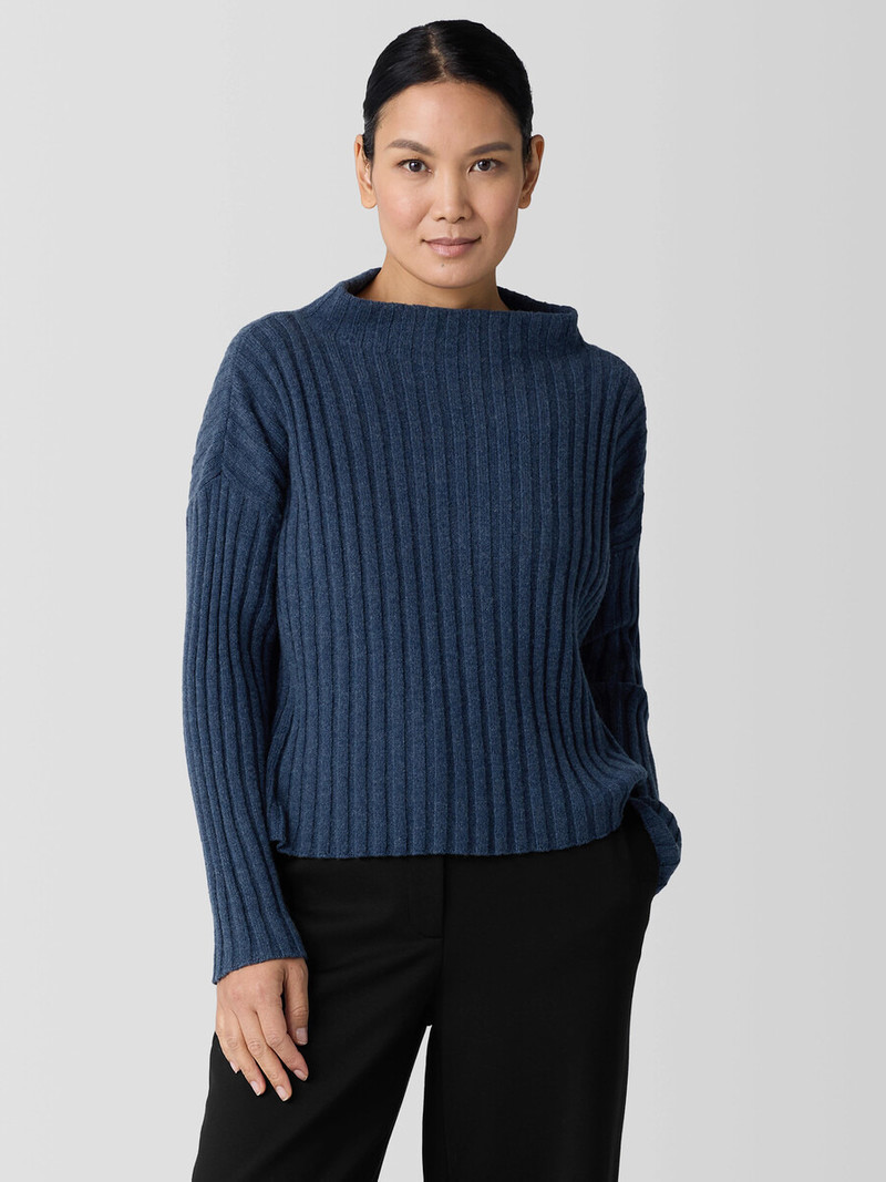EILEEN FISHER Recycled Wool Cashmere Funnel Neck Top outlook