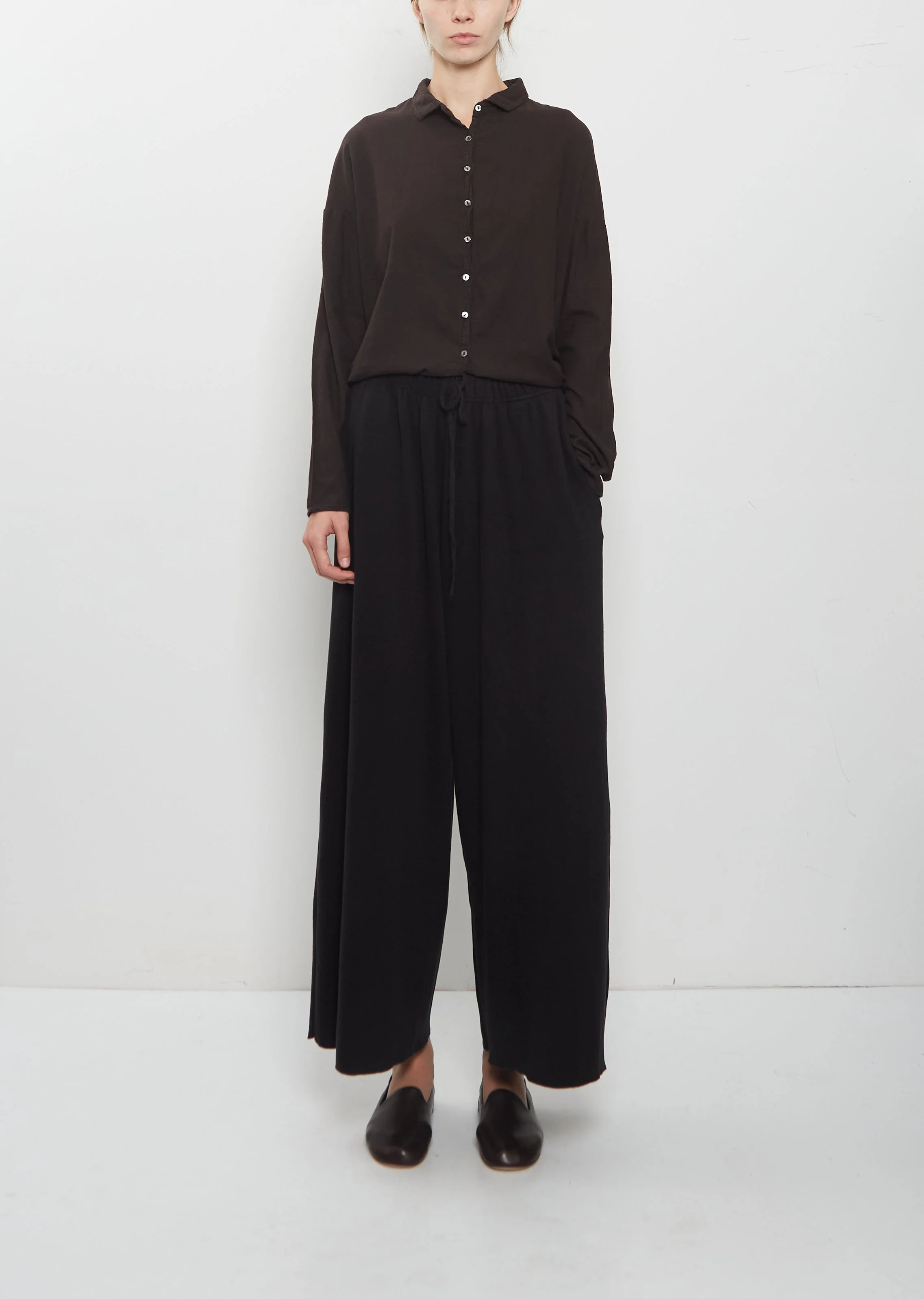 Heavy Jersey Wide Essential Trousers — Black - 1