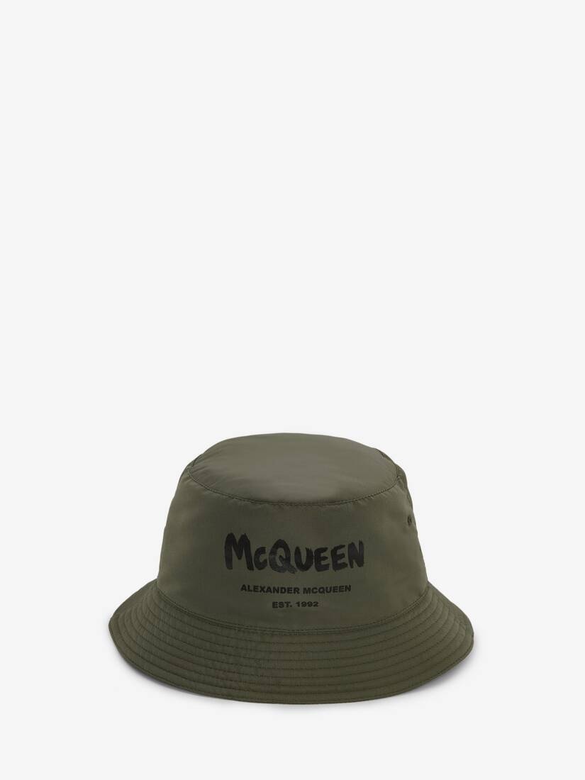Mcqueen Graffiti Bucket Hat in Khaki - 1