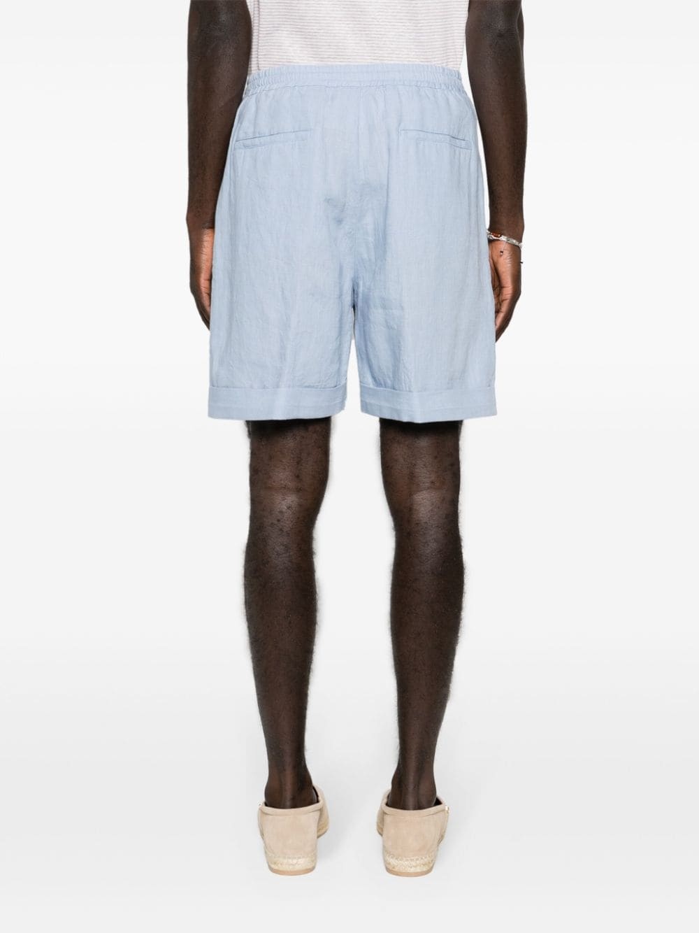 mid-rise linen bermuda shorts - 4