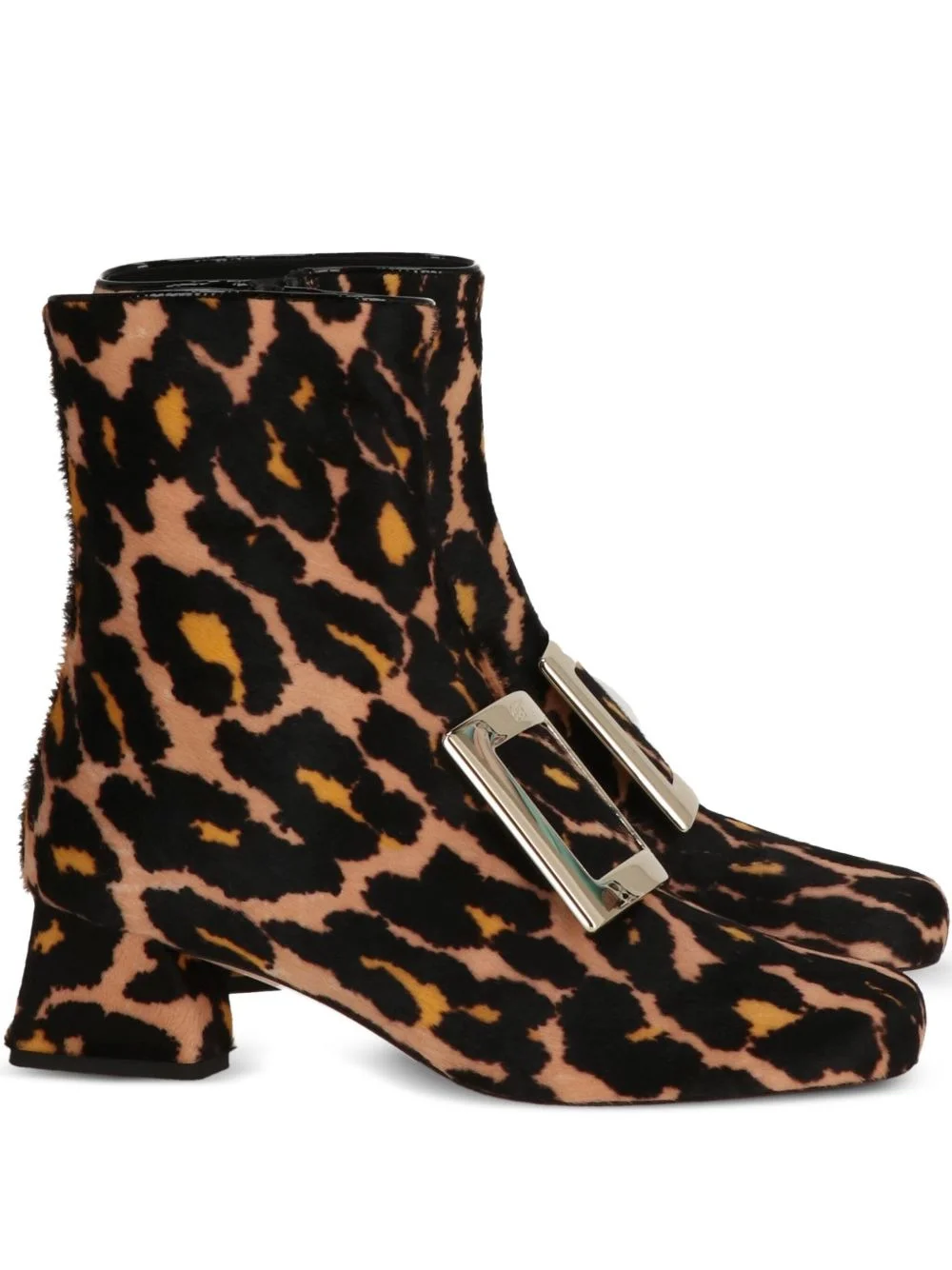 leopard-print buckle-detail ankle boots - 1