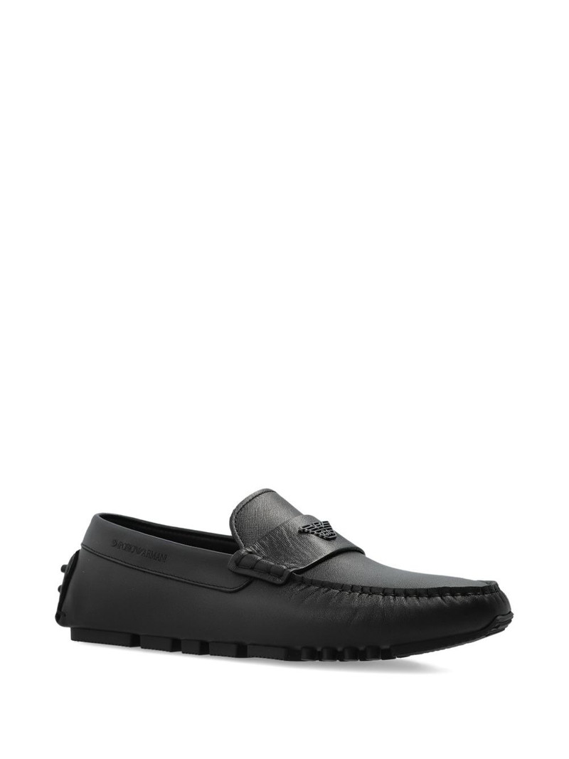 EMPORIO ARMANI logo-detail leather loafers outlook