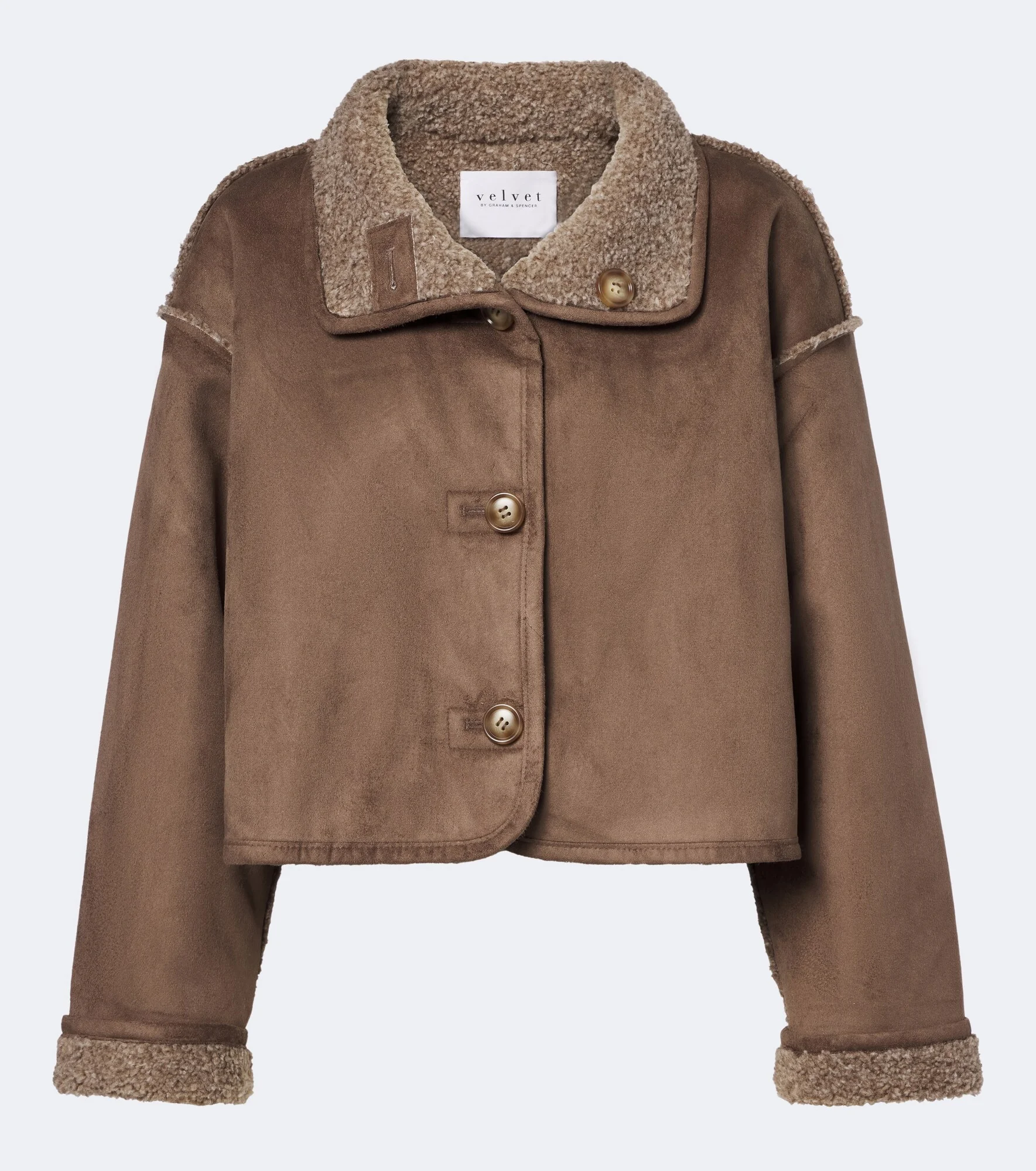 Esme teddy-lined cropped jacket - 1