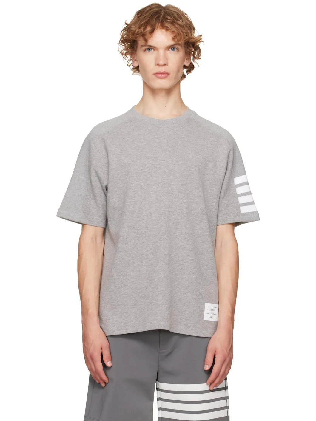 Gray Milano Cotton 4-Bar T-shirt - 1