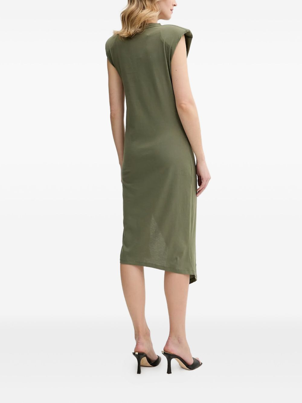padded-shoulder side-split midi dress - 3
