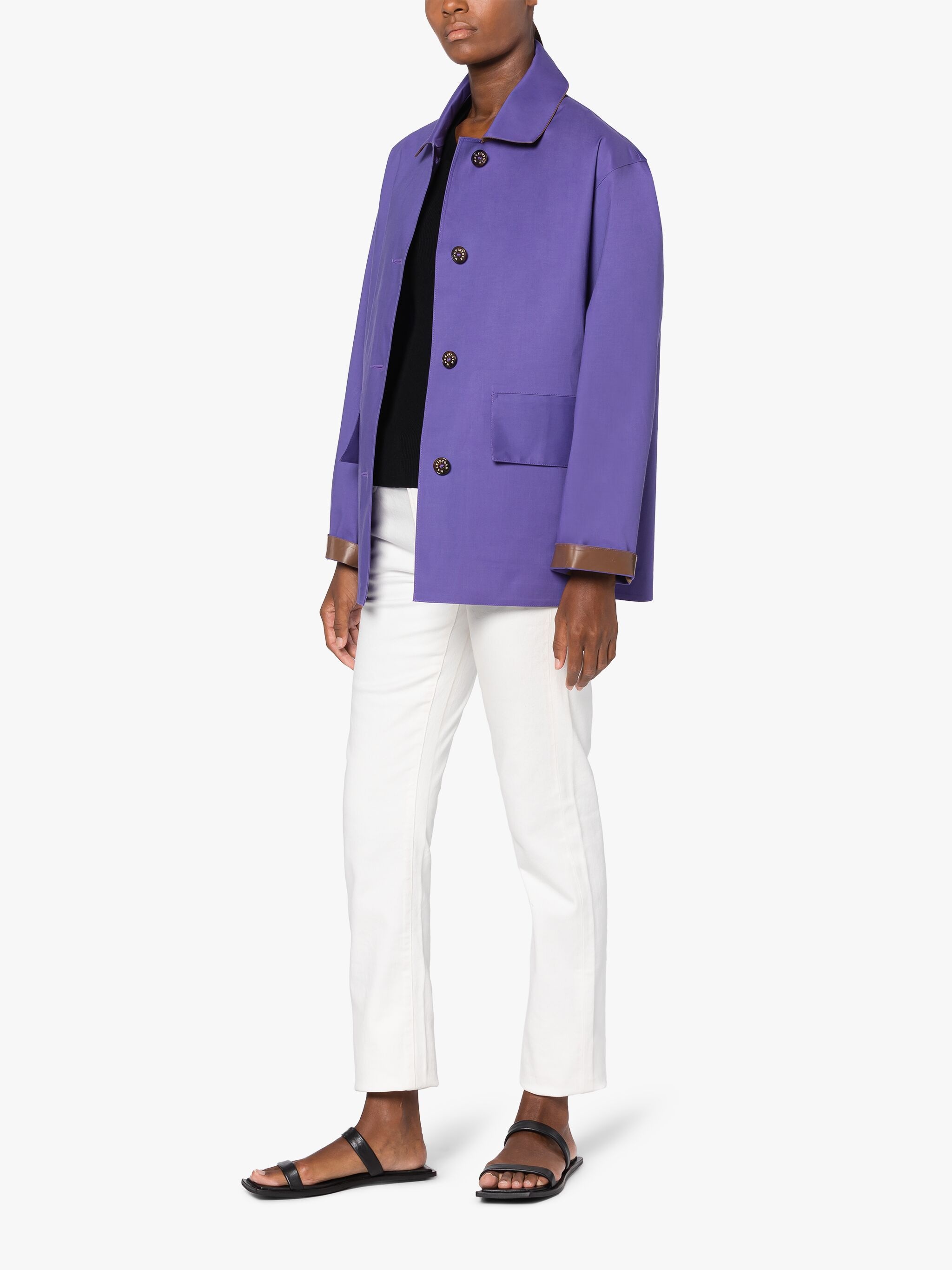 ZINNIA PURPLE BONDED COTTON JACKET - 2
