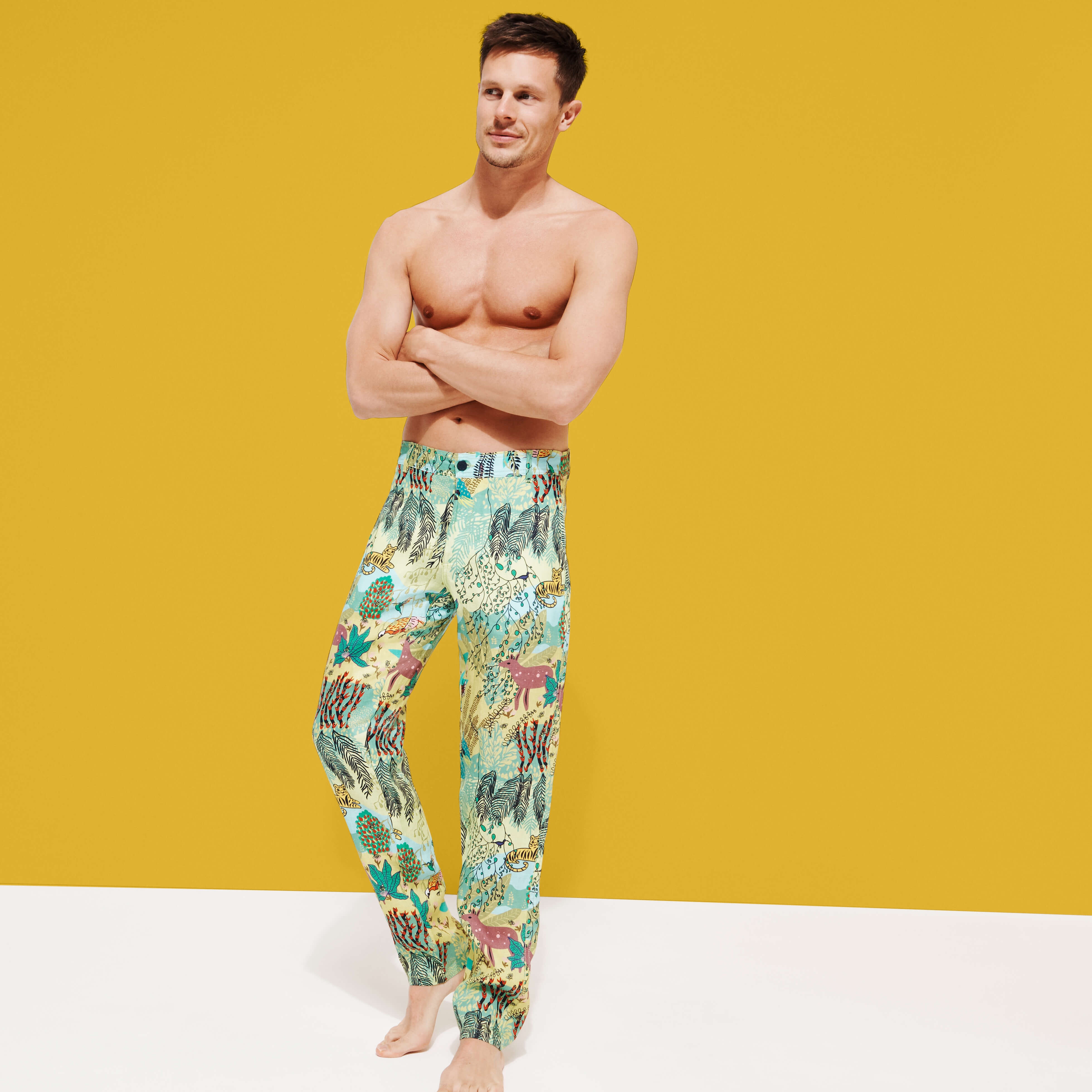 Men Printed Linen Pants Jungle Rousseau - 3