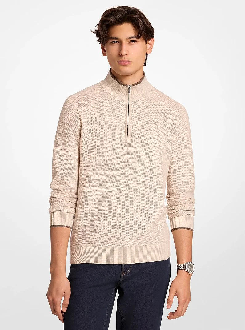 Wool Blend Quarter-Zip Sweater - 1