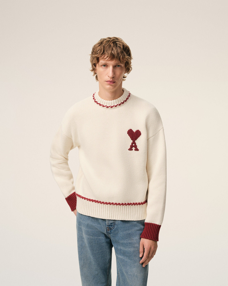 WHITE WOOL AMI DE COEUR CREWNECK SWEATER 3