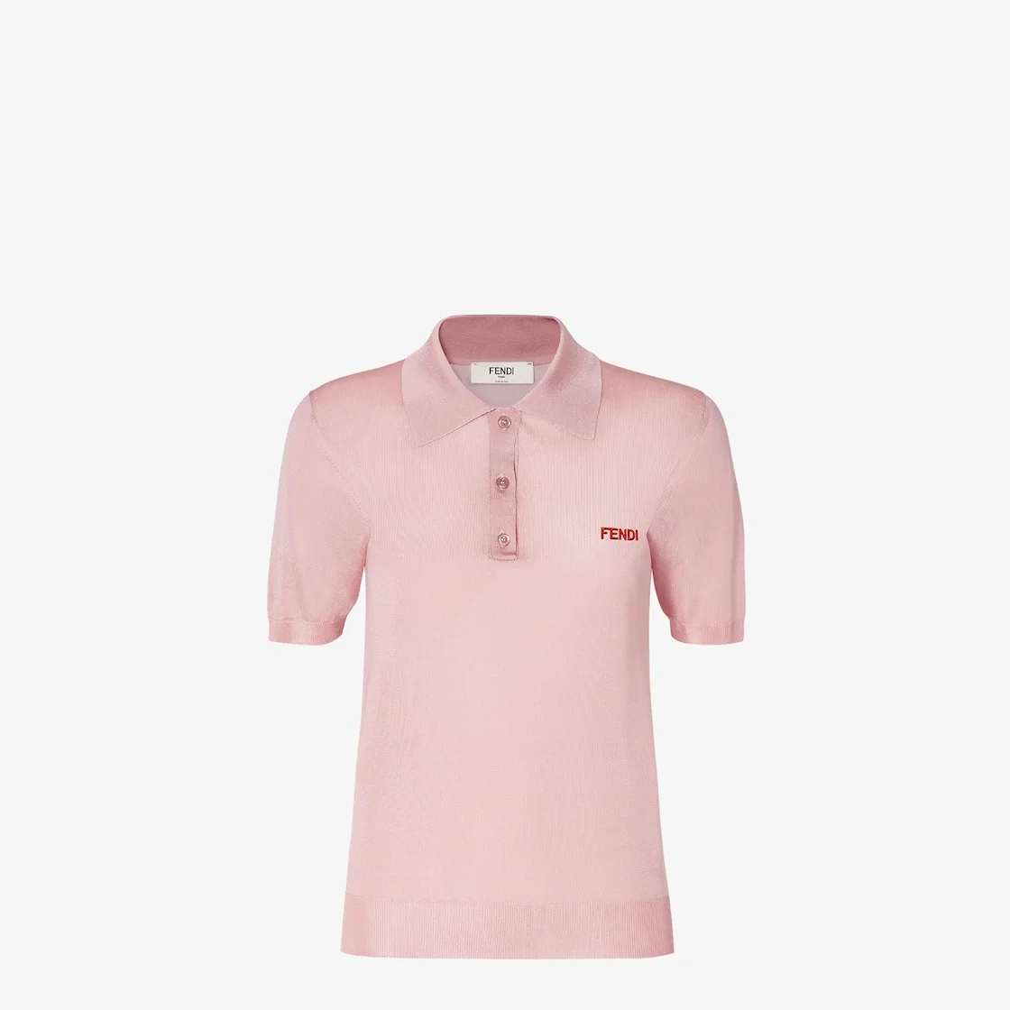 Sweater Light pink shiny viscose polo shirt - 1