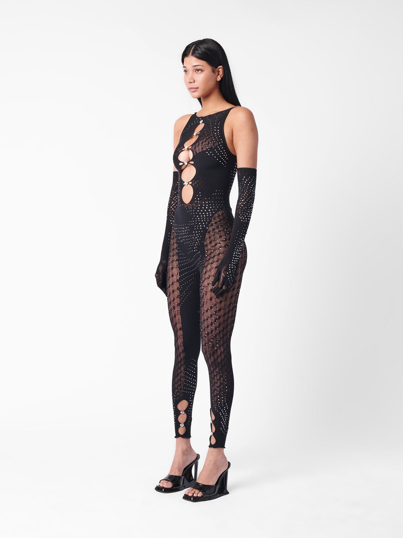 RHINESTONED JANICE JUMPSUIT X 글로브 세트 JET BLACK 5